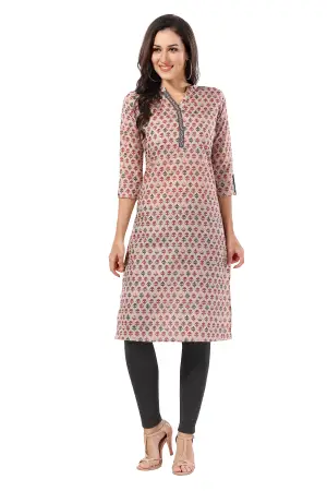 Beige Cotton Printed Long Kurti for Work Wear - photo 6