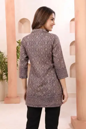 Mystic Wine Ajrakh Print Cotton Blend Short Kurti - photo 4