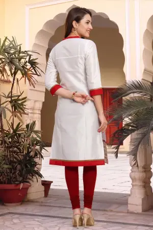 White and Gold Raw Silk Tunic with Handwork - photo 4
