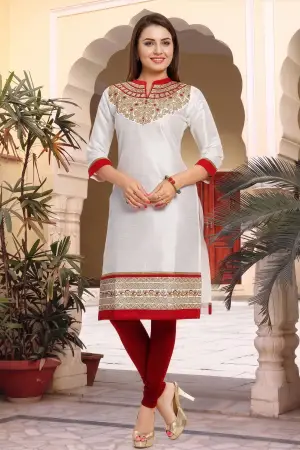 White and Gold Raw Silk Tunic with Handwork - photo 6