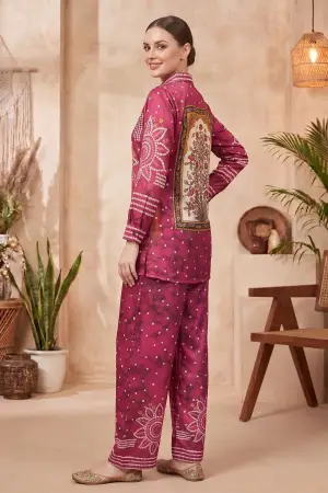 Hot Pink Crepe Silk Bandhani Print Co Ord Set - photo 3