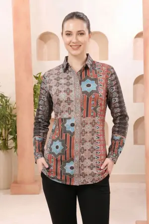 Black Modal Silk Tunic with Abstract Geometric Print - photo 1