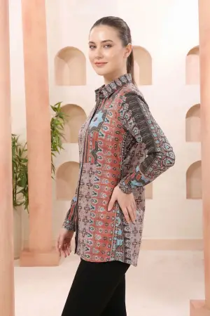 Black Modal Silk Tunic with Abstract Geometric Print - photo 2