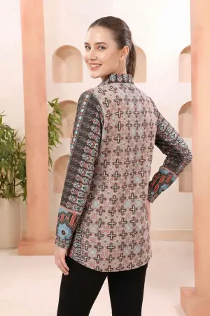 Black Modal Silk Tunic with Abstract Geometric Print - photo 4