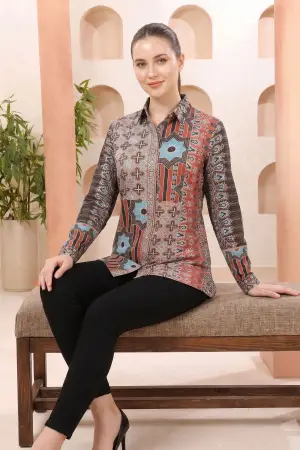 Black Modal Silk Tunic with Abstract Geometric Print - photo 5