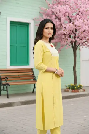 Yellow Cotton Chicken Tunic with Pom Pom Detail - photo 2