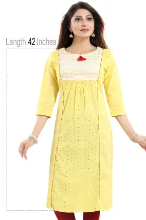 Yellow Cotton Chicken Tunic with Pom Pom Detail - photo 5