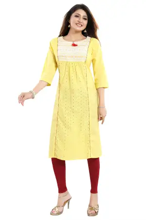 Yellow Cotton Chicken Tunic with Pom Pom Detail - photo 6